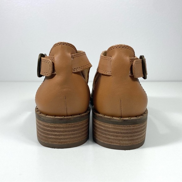 Lucky Brand Giovanna Cutout Camel Leather Adjustable Strap Studded Booties 7.5 - Picture 5 of 12